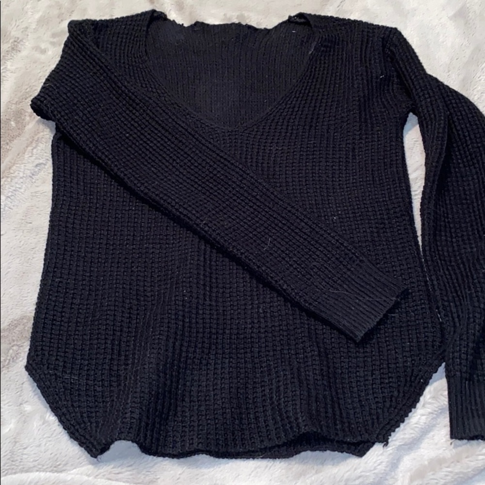 Black Knitted V Neck